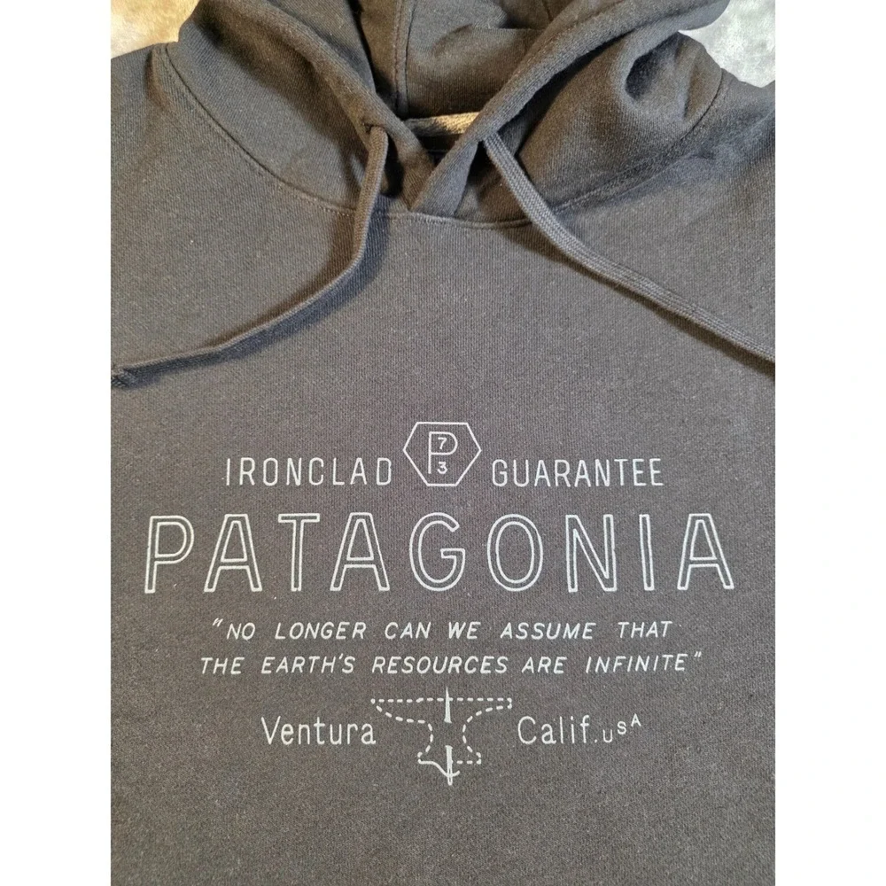 Patagonia Fleece Hoodie Mens Small Black Graphic Pullover Ventura‎ California